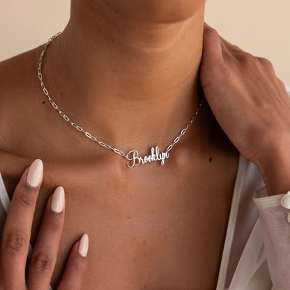 Collar con nombre Luna en cadena de clip