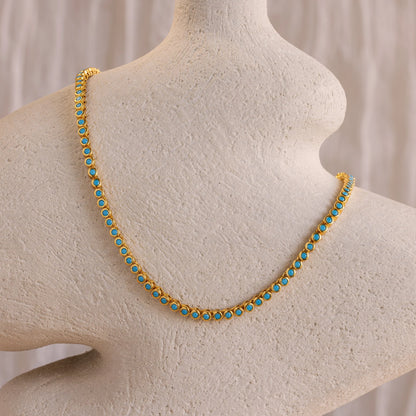 Collar de tenis con bisel turquesa