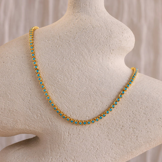 Collar de tenis con bisel turquesa