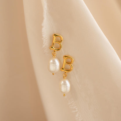 Initial Pearl Drop Studs