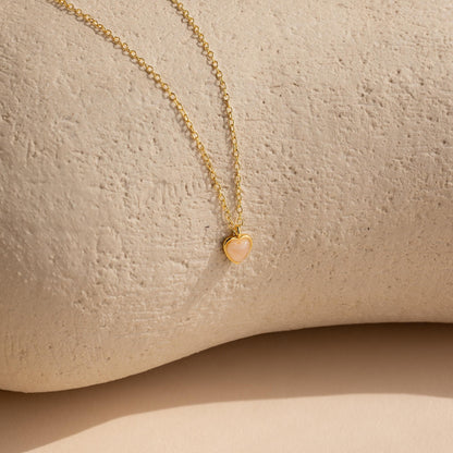 Collar de corazón de cuarzo rosa pequeño