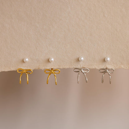 Pearl & Bow Ear Jackets