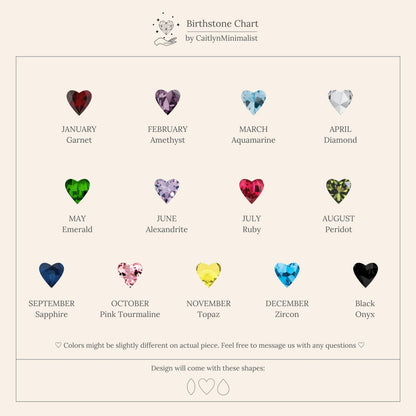 Collar de corazón con piedras de nacimiento mixtas 