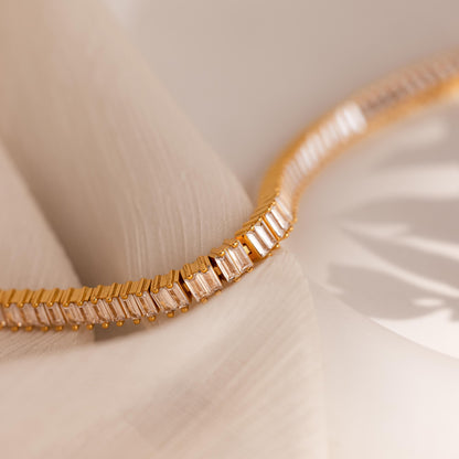 Pulsera de tenis con baguette vertical