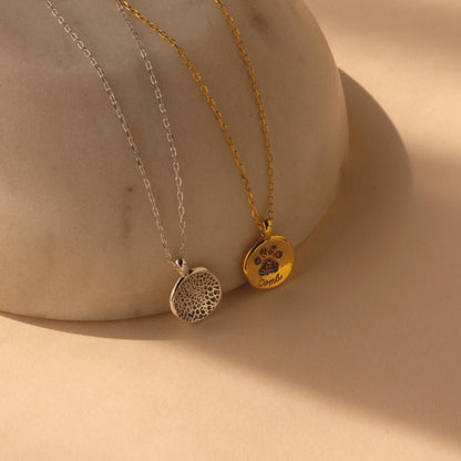 Collar de monedas con huella de pata
