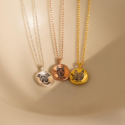 Collar con moneda y retrato de mascota