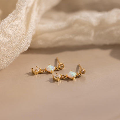 Opal & Diamond Drop Studs