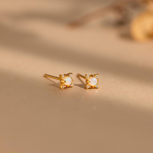 Opal Diamond Star Studs