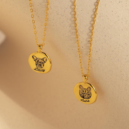 Collar con moneda y retrato de mascota
