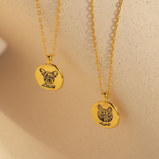 Collar con moneda y retrato de mascota