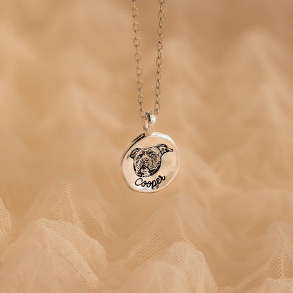 Collar con moneda y retrato de mascota