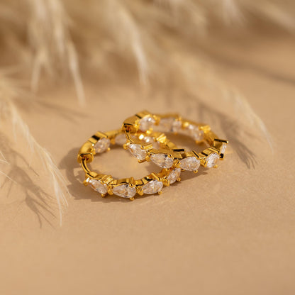 Inside Out Pear Diamond Hoops
