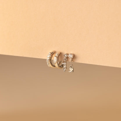 Zierliches Pavé-Ohrring-Set