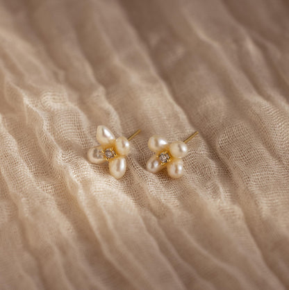Pearl Flower Studs