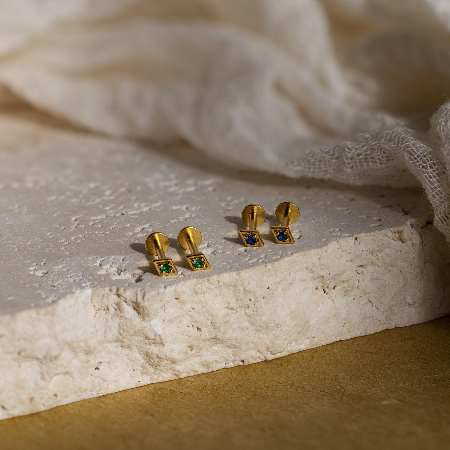 Geometric Birthstone Flat Back Studs