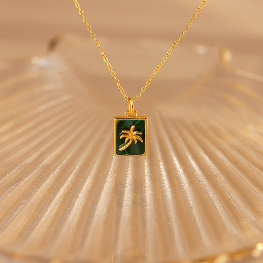 Collar de palmera de malaquita