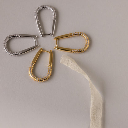 Bold Pave Oval Hoops