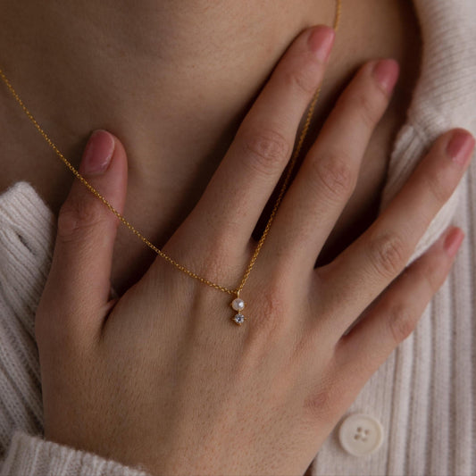 Collar de perla y diamante