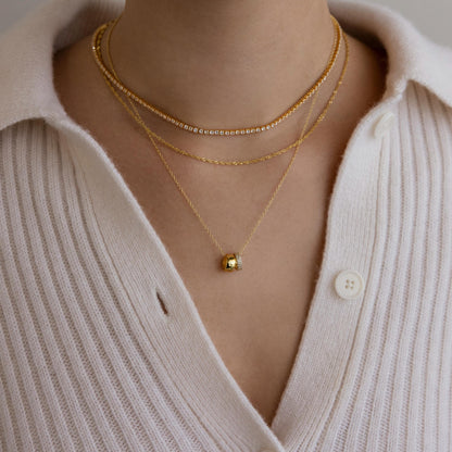 Pave Duo Circle Necklace