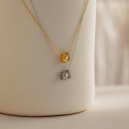 Pave Duo Circle Necklace