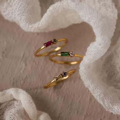 Toi et Moi Baguette Birthstone Ring