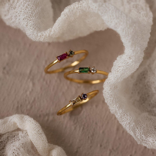 Toi et Moi Baguette Birthstone Ring