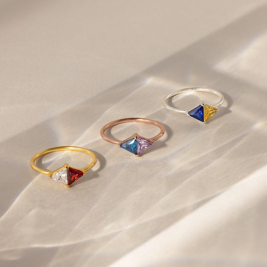 Toi et Moi Triangle Birthstone Ring