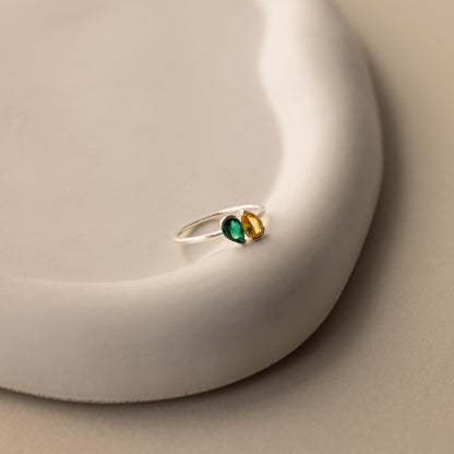 Toi et Moi Pear Birthstone Ring