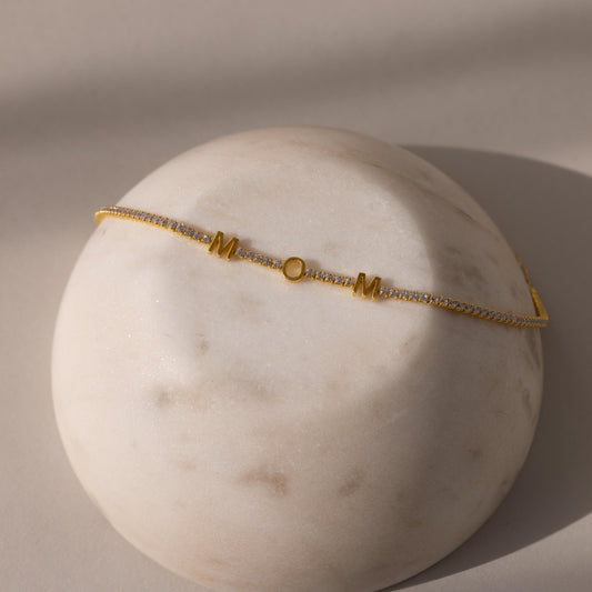 Diamond Tennis Letter Bracelet
