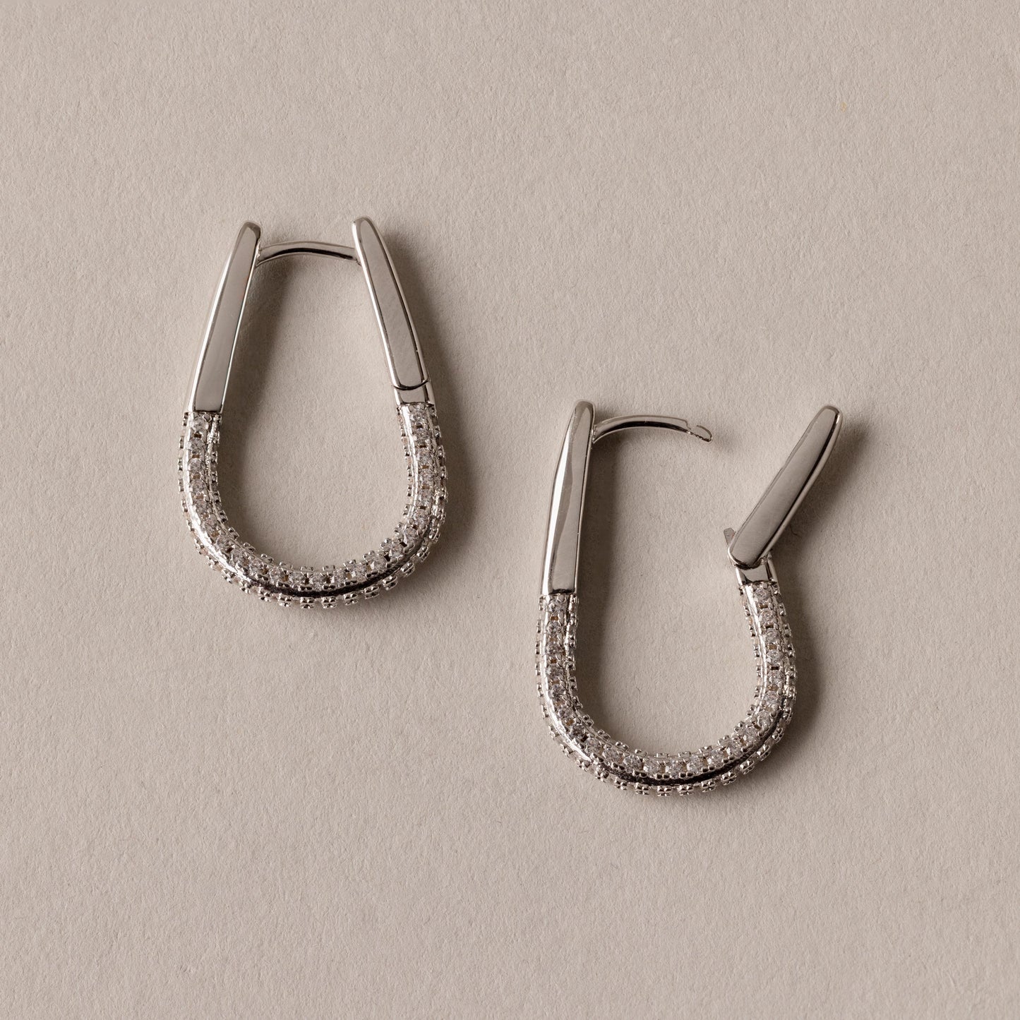 Bold Pave Oval Hoops