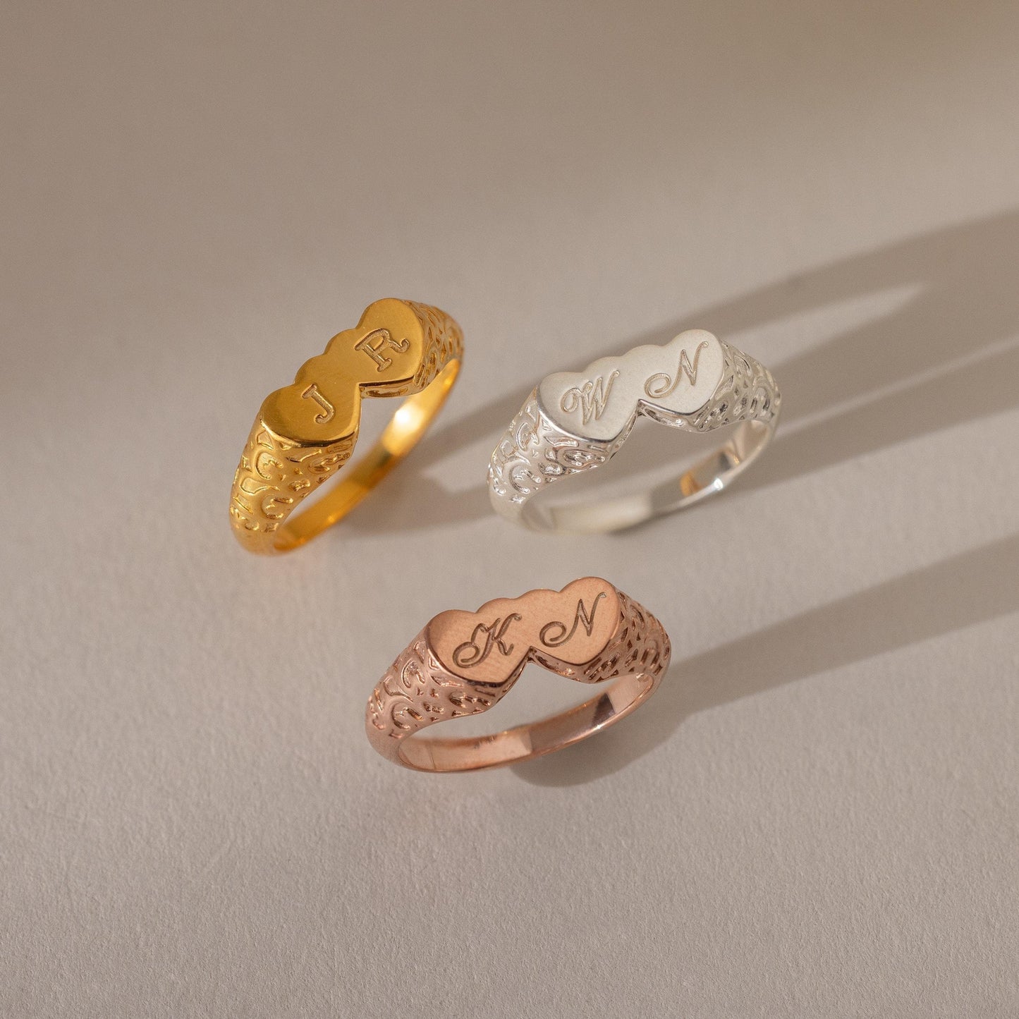 Duo Initial Heart Ring