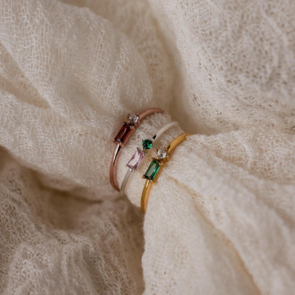 Toi et Moi Baguette Birthstone Ring