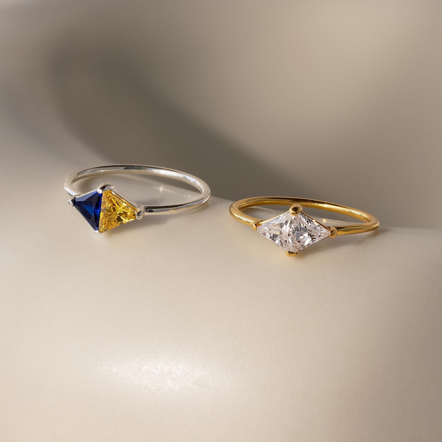 Toi et Moi Triangle Birthstone Ring