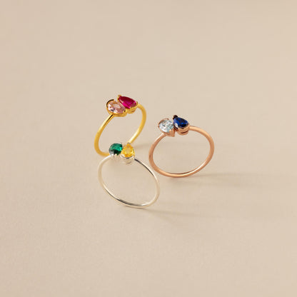 Toi et Moi Pear Birthstone Ring