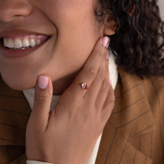Toi et Moi Pear Birthstone Ring