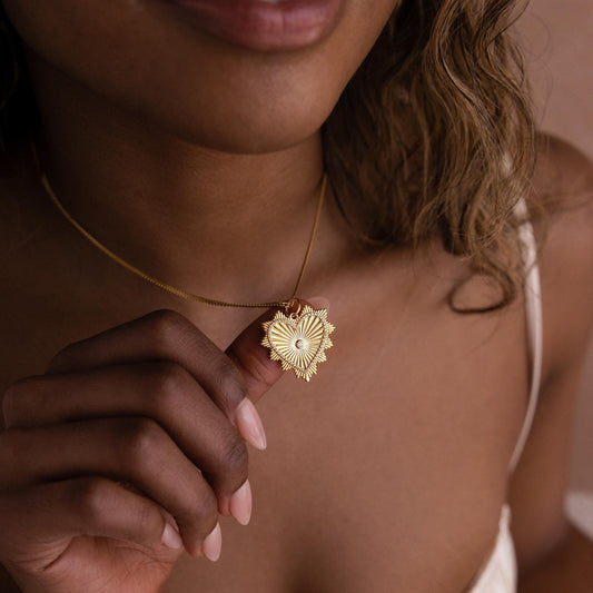 Ribbed Diamond Heart Charm