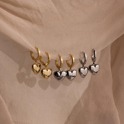 Mixed Metal Heart Huggies