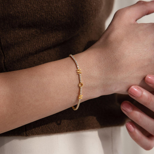 Diamond Tennis Letter Bracelet