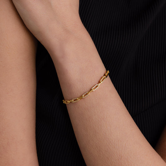 Pave Paperclip Chain Bracelet