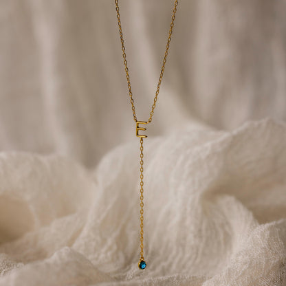 Collar de lazo con piedra de nacimiento inicial