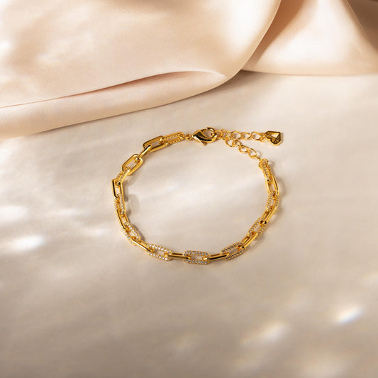 Pave Paperclip Chain Bracelet