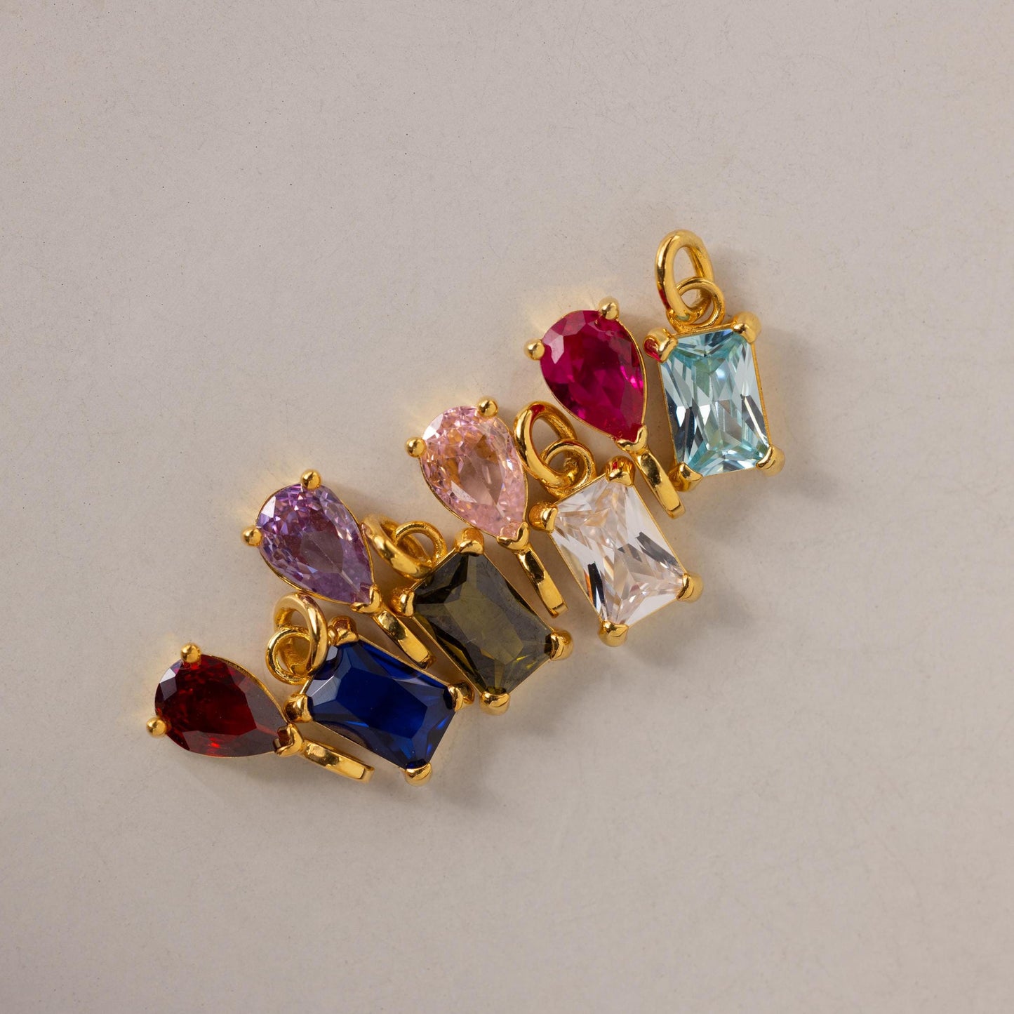 Pear & Baguette Birthstone Charm Set
