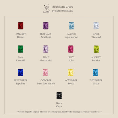 Emerald Cut Birthstone Charm