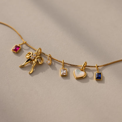 Emerald Cut Birthstone Charm