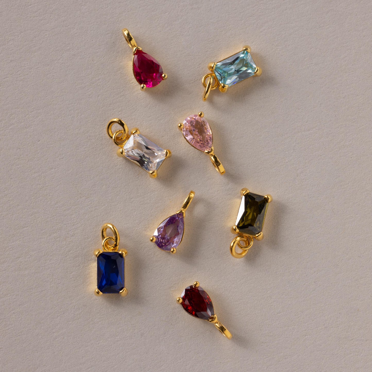 Pear & Baguette Birthstone Charm Set