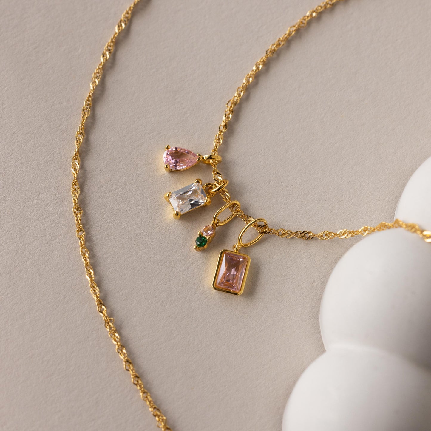 Pear & Baguette Birthstone Charm Set