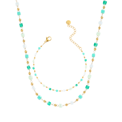 Beaded Beach Bracelet and Choker Necklace Set