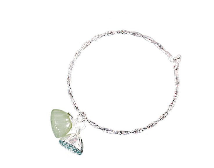 Jade Lotus Silver Bangle