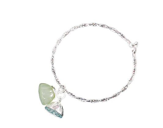 Jade Lotus Silver Bangle