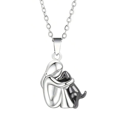 Little Girl & Dog Hugging Necklace